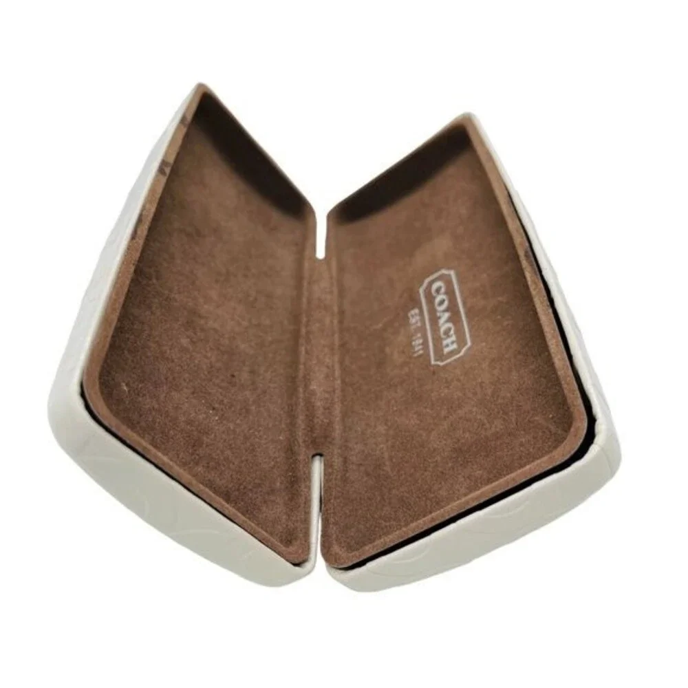 COACH White Embossed Leather Eyeglasses Sunglasses Hard Clamshell Case